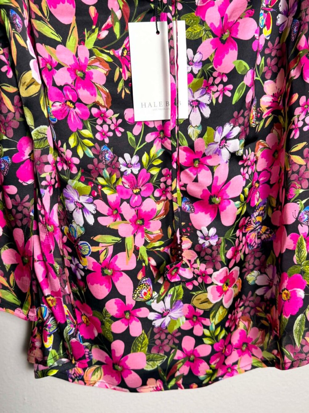 Hale Bob Vibrant Pink Floral Off-Shoulder Blouse - Picture 3 of 8